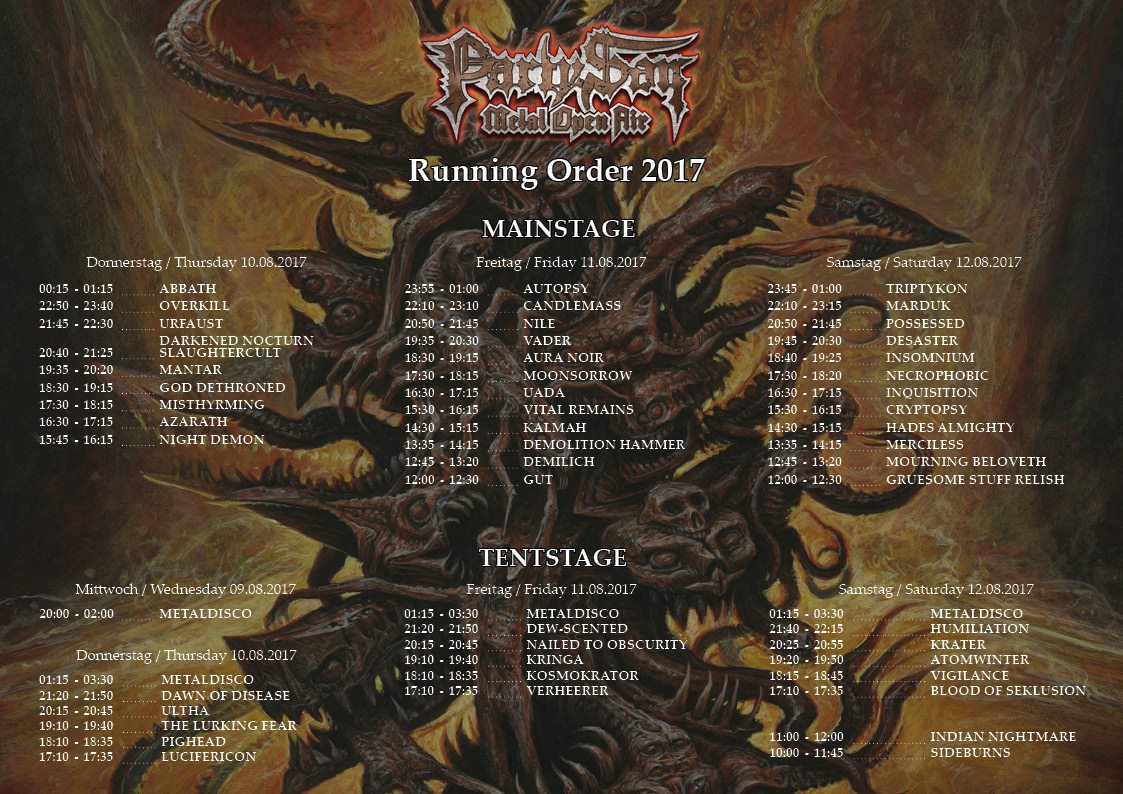 running order 2017